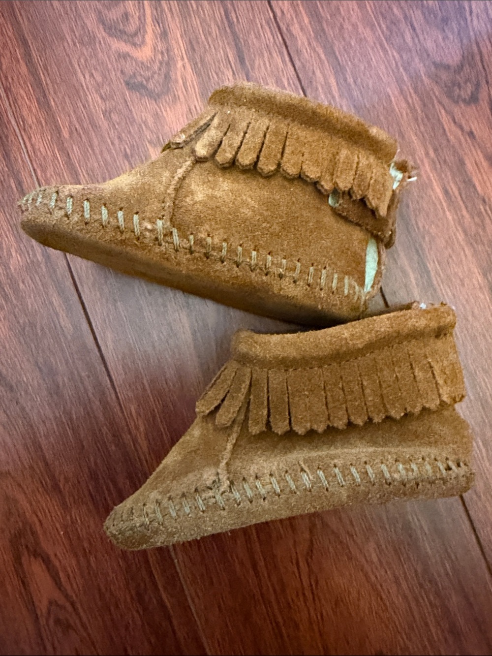 Minnetonka Kids Brown Suede Fringe Moccasin Boots